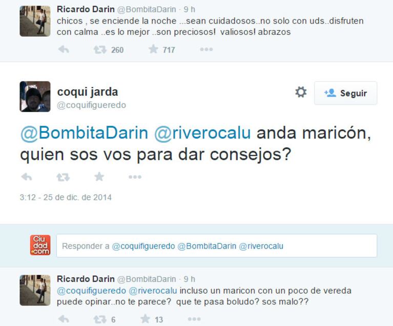 El extraño tweet de Darin y la respuesta de un seguidor (Foto: Twitter)