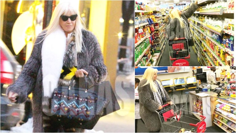 El extravagante look de Susana Giménez para ir de compras a una farmacia de Nueva York (Fotos: revista Caras)