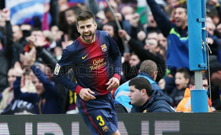 El festejo de Gerard Piqué (Foto: Web del Barcelona)