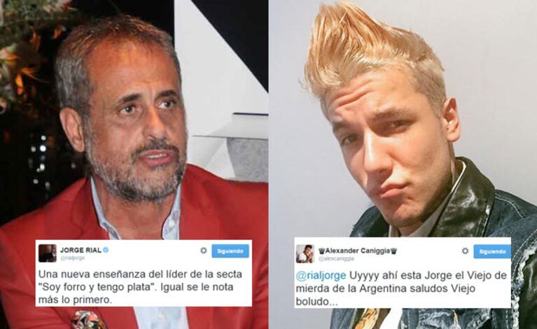 El filoso cruce entre Jorge Rial y Alexander Caniggia (Fotos: Web y Twitter). 