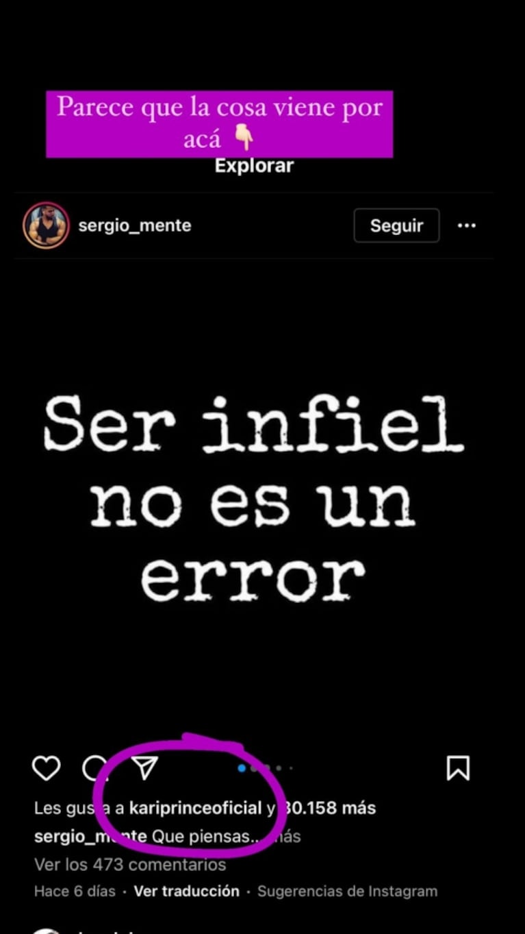 El filoso "me gusta" de Karina La Princesita en medio de los rumores de separación de Nico Furman: "Ella borró los posteos con él"