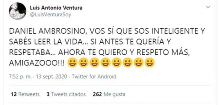 El filoso mensaje de apoyo de Luis Ventura a Daniel Ambrosino por su partida de Intrusos: "Si antes te respetaba, ahora te respeto más"