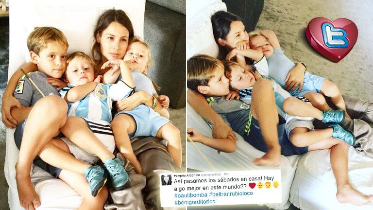 El finde de entrecasa de Pampita junto a sus hijos. (Foto: Twitter)