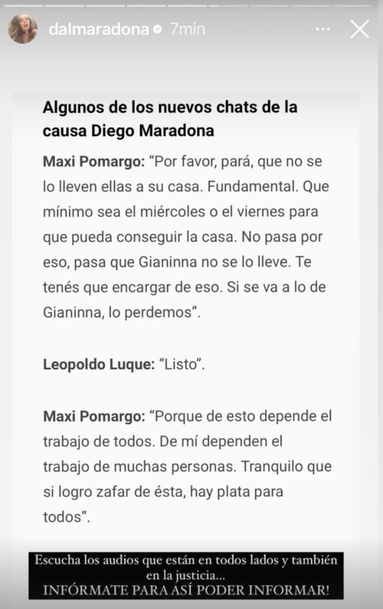 El fuerte descargo de Dalma Maradona antes del juicio por la muerte de Diego: “No vamos a parar”