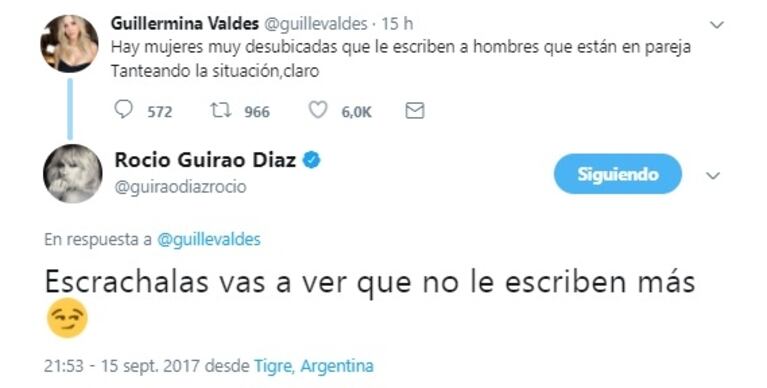 El fuerte tweet de Guillermina Valdés... ¿dedicado a alguien que quiso acercarse a Tinelli?: "Hay mujeres muy desubicadas que le escriben a hombres que están en pareja"