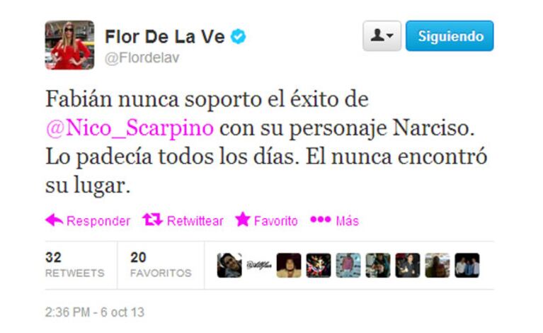El furioso tweet de Florencia de la V (Foto: captura de Twitter).