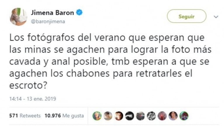 El furioso tweet de Jimena Barón contra los paparazzi del verano: "Esperan que las minas se agachen para..."