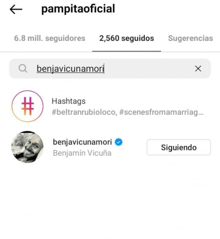 El gesto 2.0 de Pampita hacia Benjamín Vicuña tras su separación de China Suárez: lo empezó a seguir en Instagram