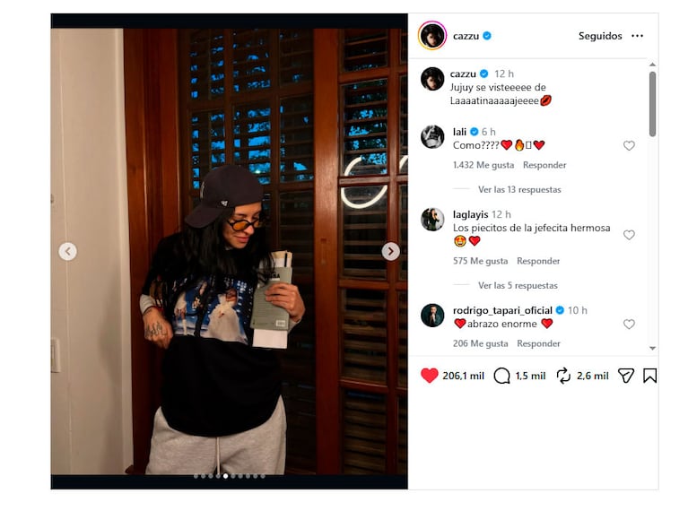 El gesto de Cazzu con Lali tras su histórico encuentro con Tini en River (capturas de Instagram)