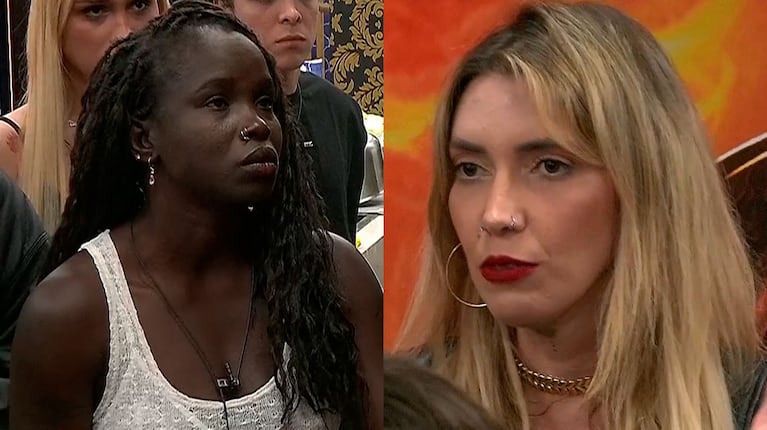 El gesto de Mavinga con Carmiña tras su expulsión por comentarios racistas (captura de Telefe, Gran Hermano)