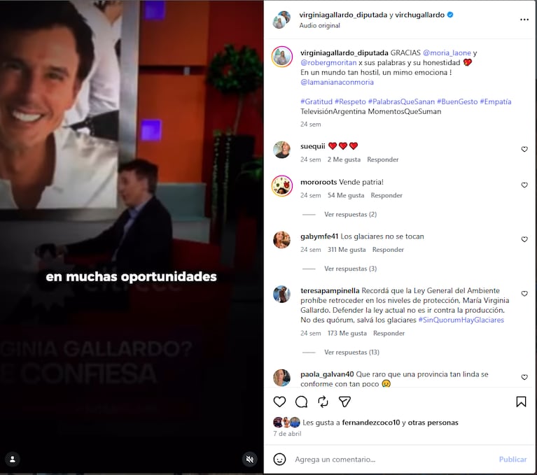 El gesto de Virginia Gallardo con Roberto García Moritán.
