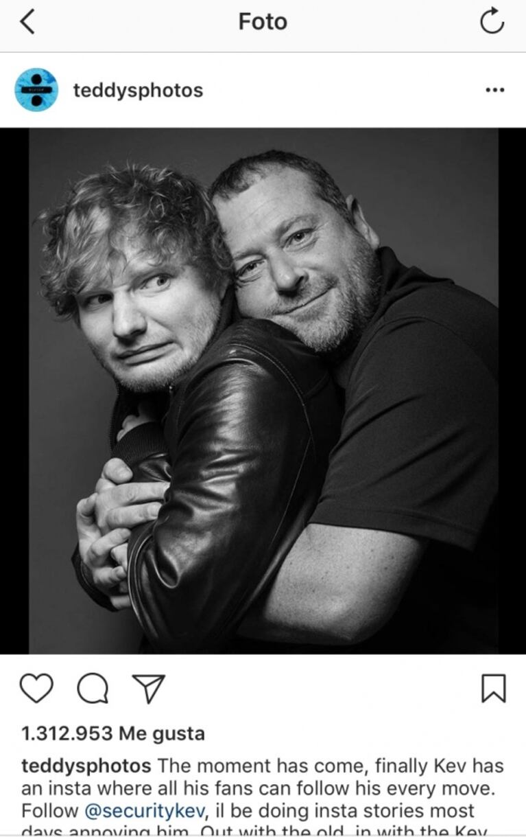 El guardaespaldas de Ed Sheeran se volvió famoso en Instagram