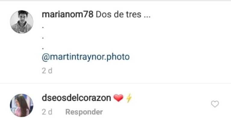 El guiño 2.0 de la influencer española con Mariano Martínez en medio de versiones de romance