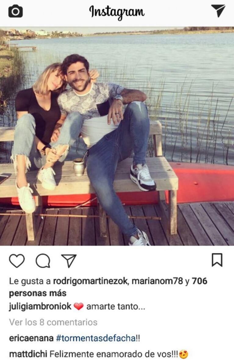 El guiño ¡buena onda extremo! de Mariano Martínez a su exmujer en Instagram