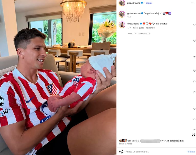 El hijo de Eva Bargiela y Gianluca Simeone ya tiene equipo de fútbol