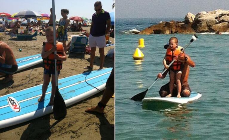El hijo de Evangelina Anderson, en las playas de Marbella (Foto: álbum de Evangelina Anderson).