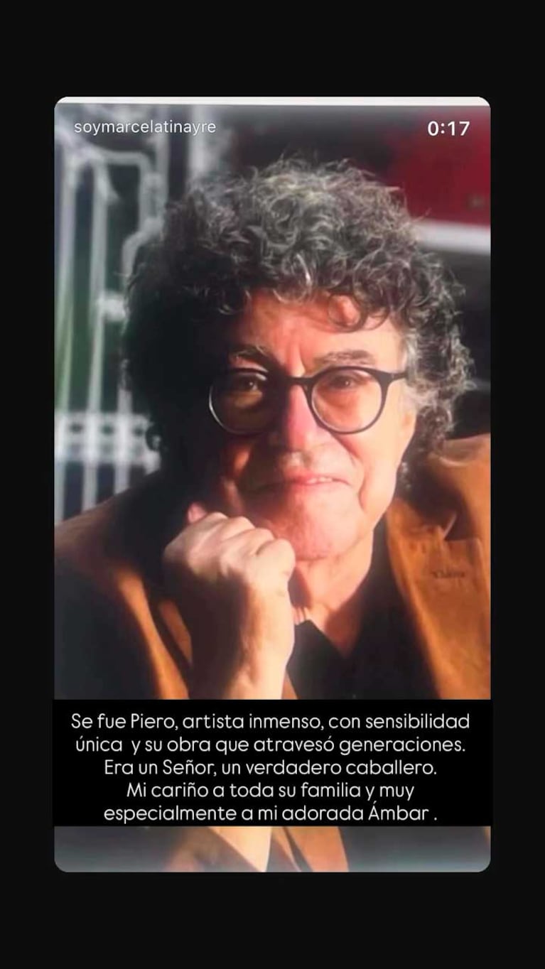 El homenaje de Marcela Tinayre a Piero ytras su fallecimiento (Fotos: Instagram @marcelatineyre y @pierocantautor)