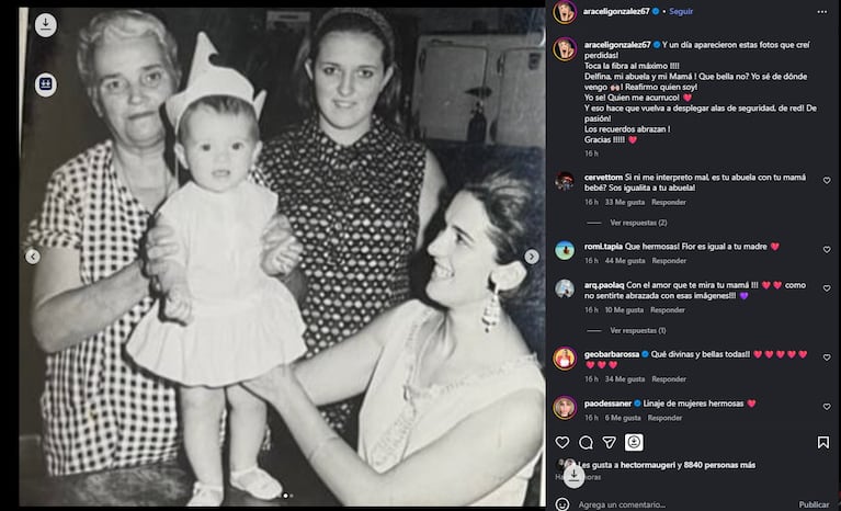 El homenaje más personal de Araceli González a su madre. Crédito: Instagram