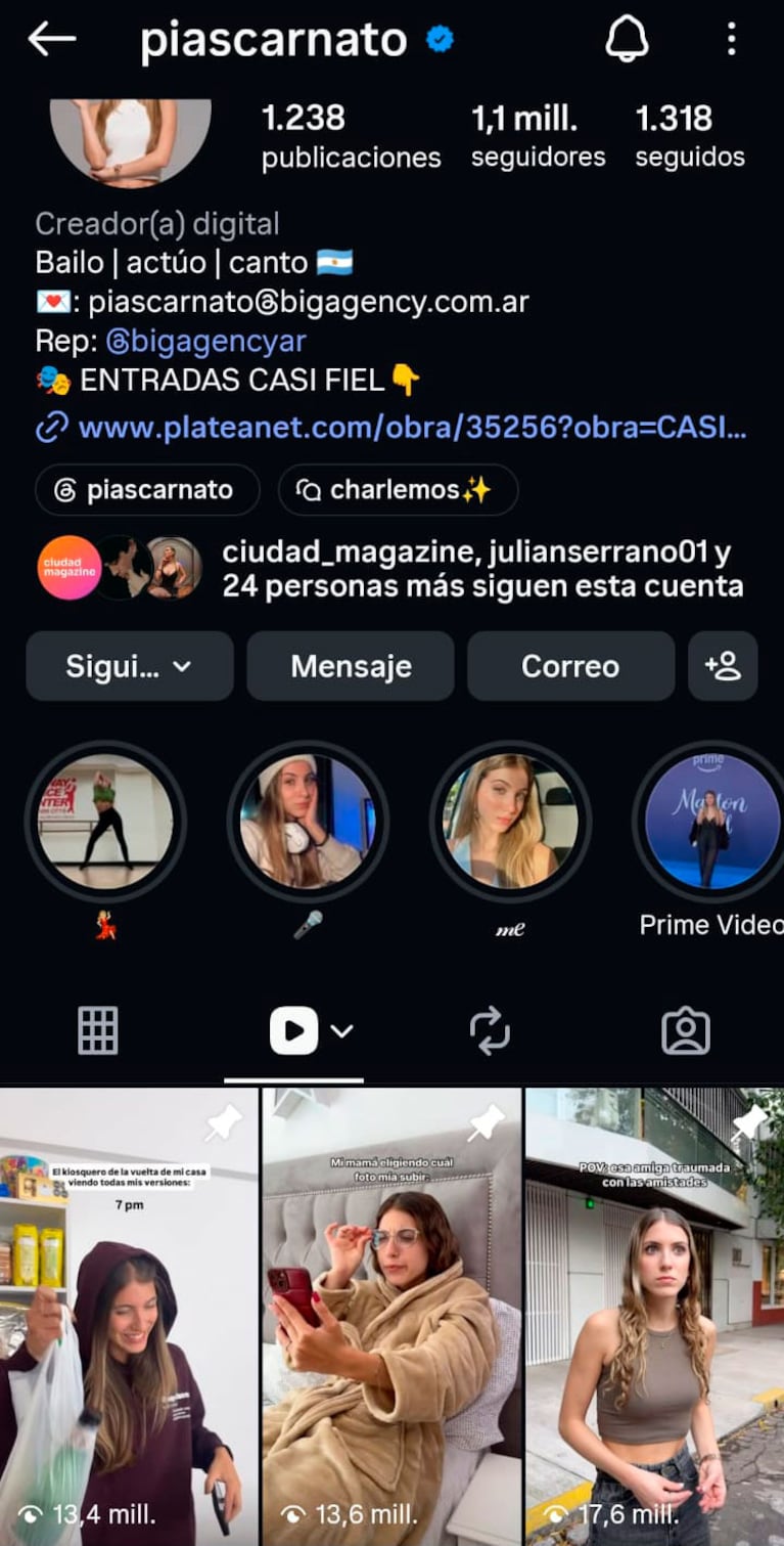 El IG de Pía Scarnato.