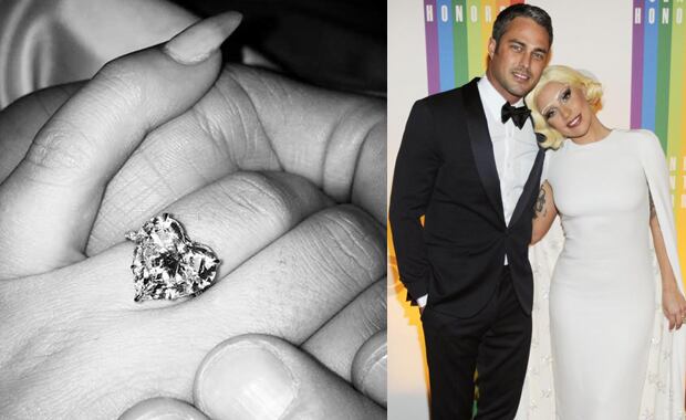 El impactante anillo de compromiso de Lady Gaga. (Fuente: web)