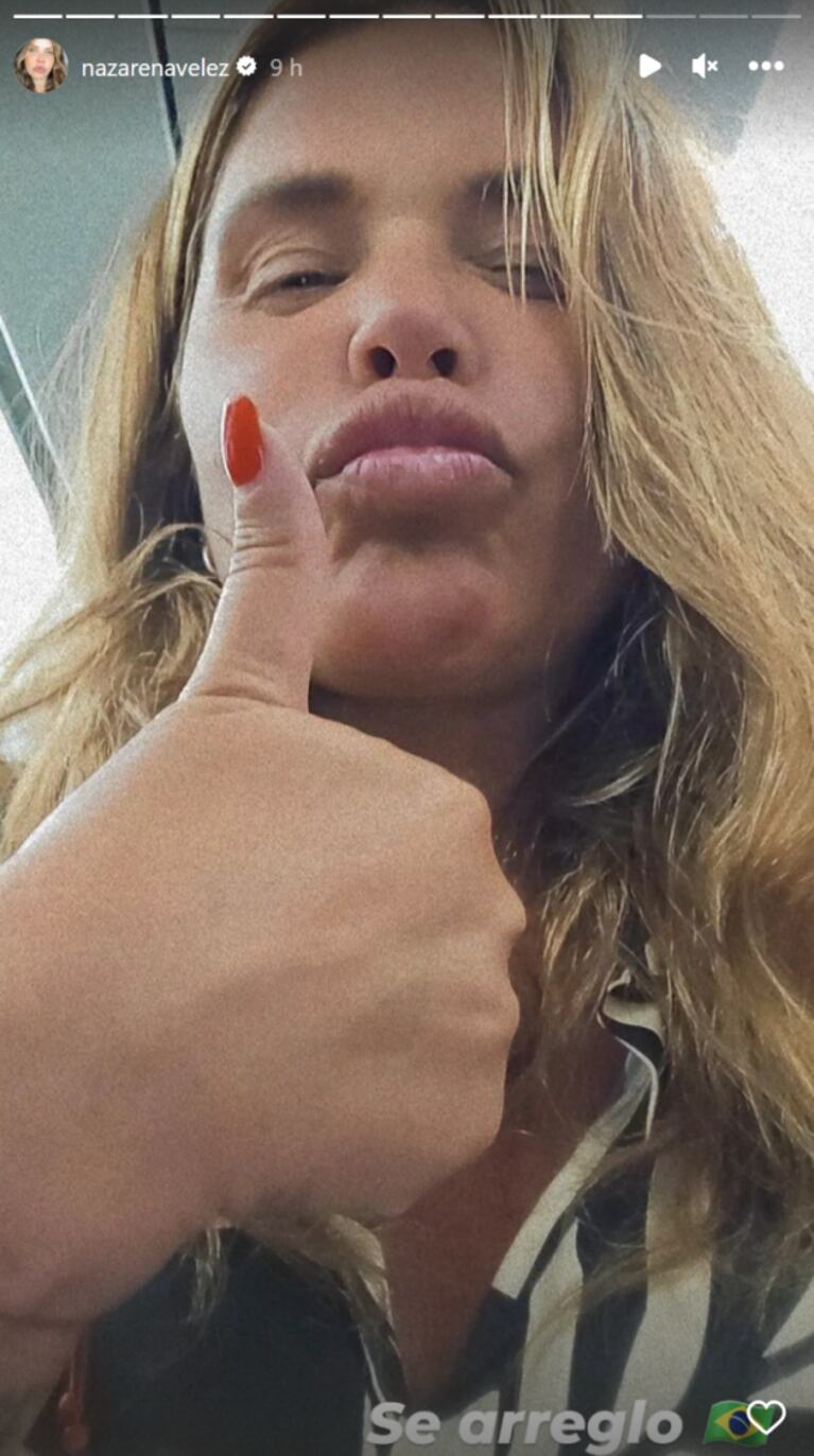 El incidente que sufrió Nazarena Vélez en el aeropuerto antes de tomar su vuelo hacia Argentina: "Puede pasar"