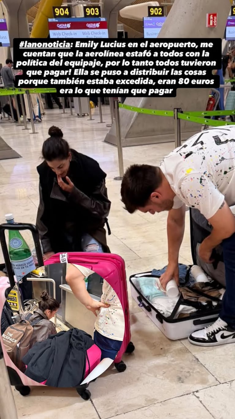 EL INCÓMODO MOMENTO DE EMILY LUCIUS EN EL AEROPUERTO. Crédito: Instagram