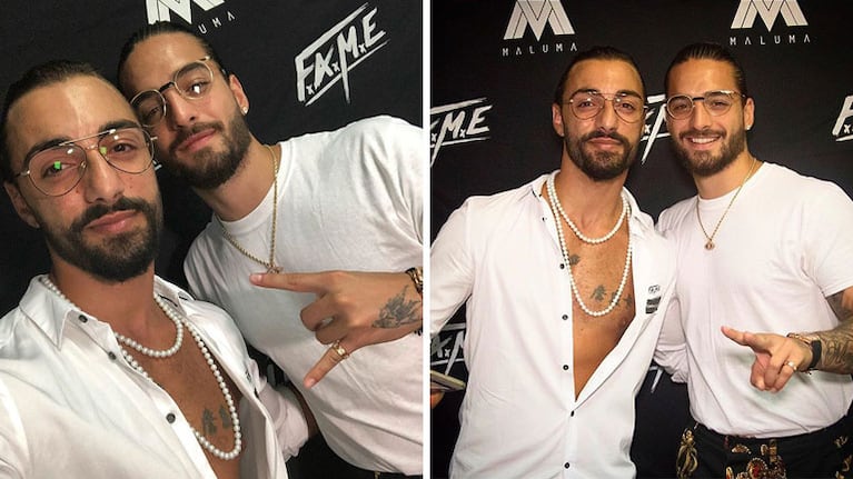 El increíble encuentro de Maluma con su sosias en Italia: ¡mirá las fotos!