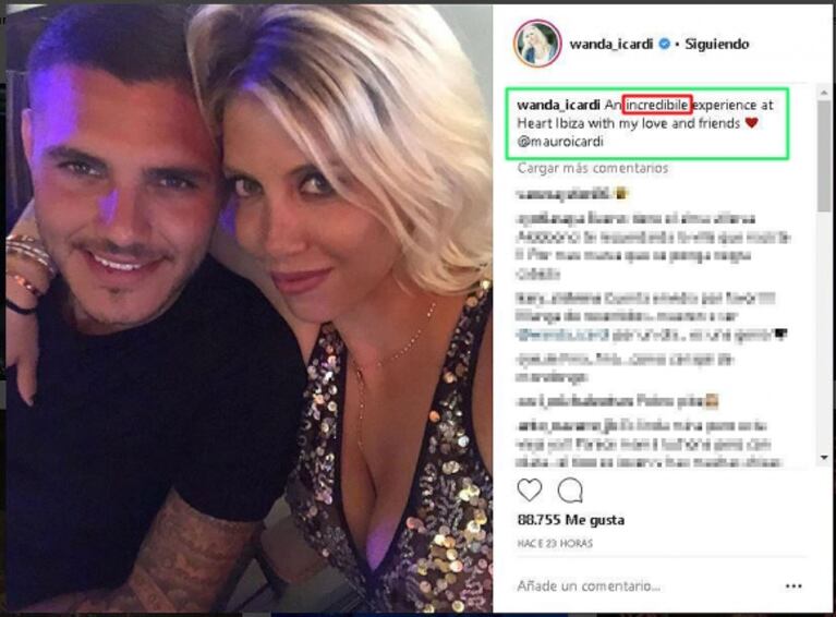 El “increíble” furcio en inglés de Wanda Nara en Instagram