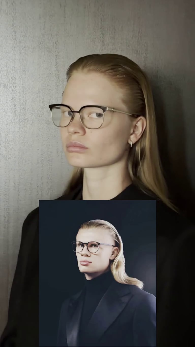 El increíble parecido de la modelo rusa Anastasia Kostromitina con el futbolista de Noruega Erling Haaland (Fotos: Instagram/@nas__kos).