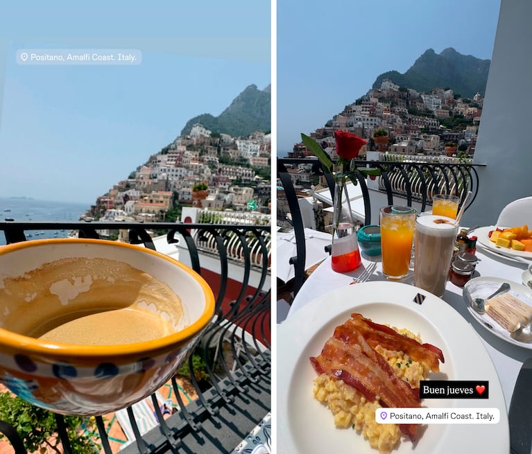 El increíbles desayuno de Milett Figueroa y Marcelo Tinelli en Positano, Italia (Foto: Instagram @milett)