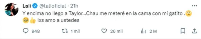 El inesperado piropo de Lali Espósito al novio de Taylor Swift: “Todas queremos uno así”