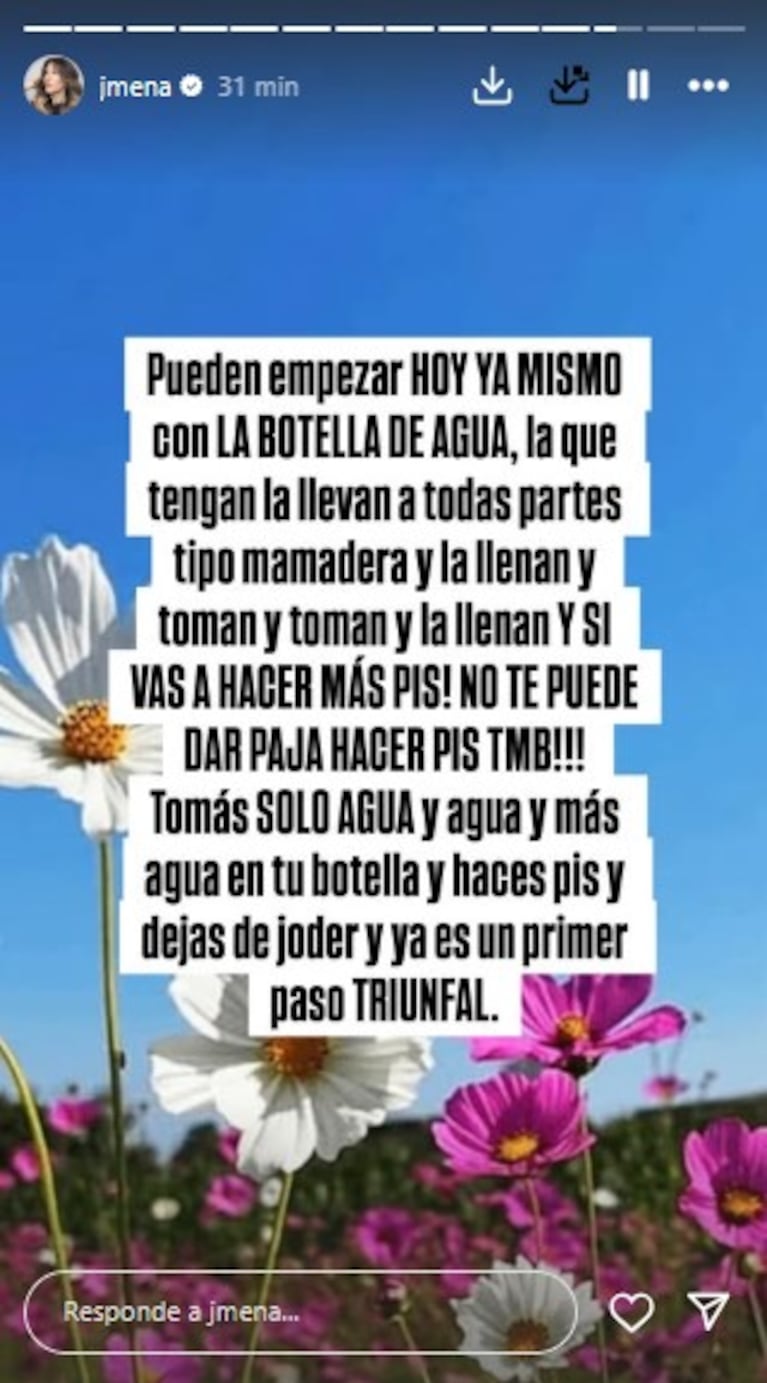 El infalible tip de Jimena Barón para ponerse en forma: “Sí, vas a hacer más pis” | Créditos: Instagram @jmena