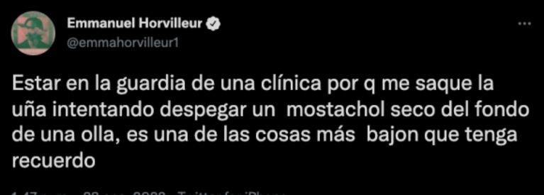 El insólito accidente doméstico por el que Emmanuel Horvilleur terminó en el hospital: "Intenté despegar un fideo"