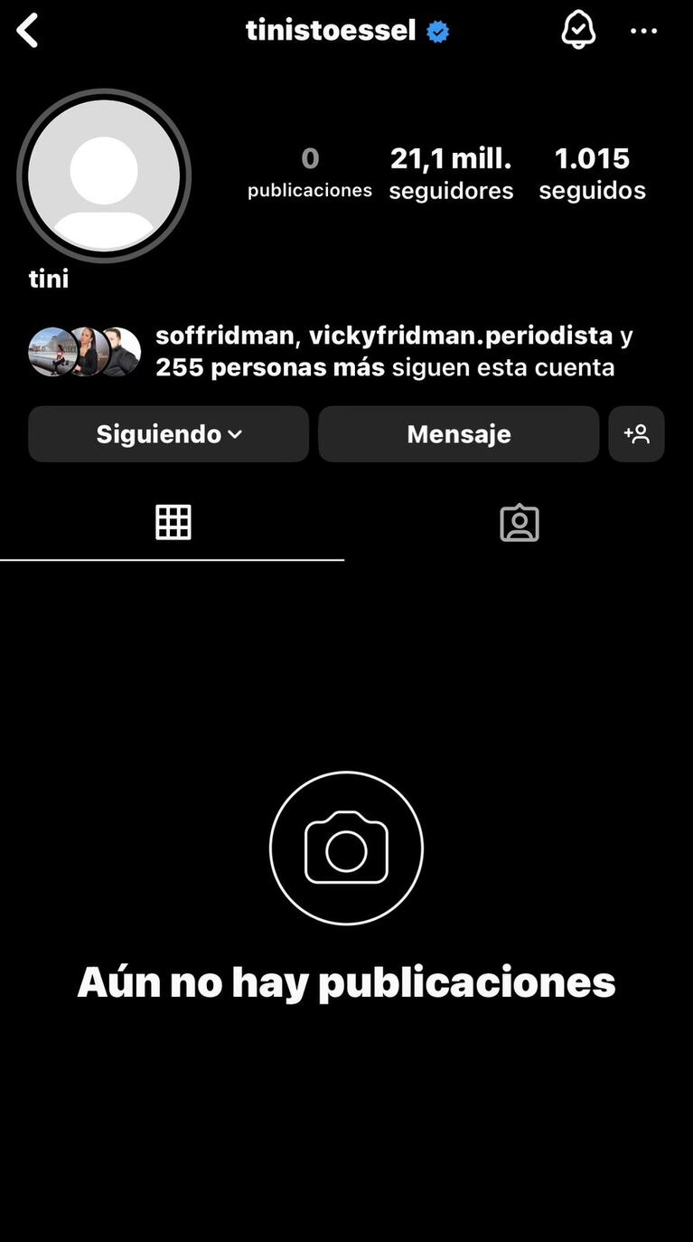 El Instagram de Tini Stoessel.