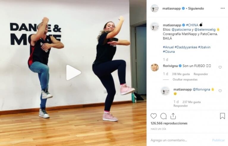 El intercambio de mensajes de Flor Vigna y Mati Napp en las redes... ¡con sugerente emoji incluido!