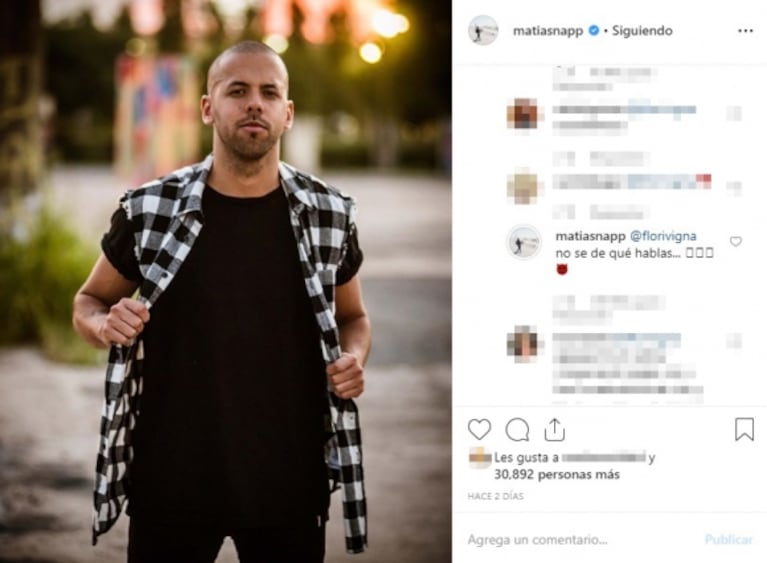El intercambio de mensajes de Flor Vigna y Mati Napp en las redes... ¡con sugerente emoji incluido!
