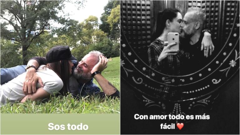 El intercambio de mensajes románticos de Jorge Rial con Romina Pereiro (Fotos: Capturas de Instagram Stories)