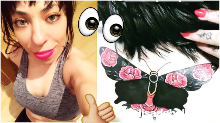 El jugado tatuaje a color que Noelia Pompa se hizo en la nuca (Fotos: Instagram)