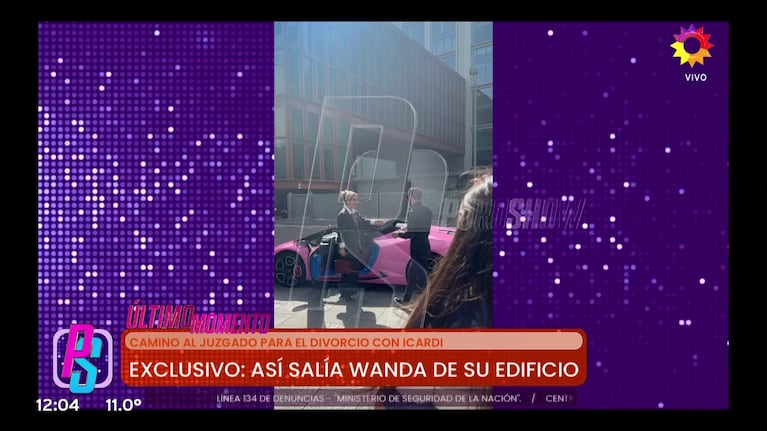 El Lamborghini rosa de Wanda Nara (Foto: captura de eltrece).