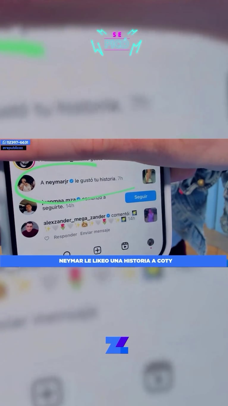 El like de Neymar a la ex Gran Hermano Argentina. Foto: Captura de video de Instagram (@gastontrezeguet)