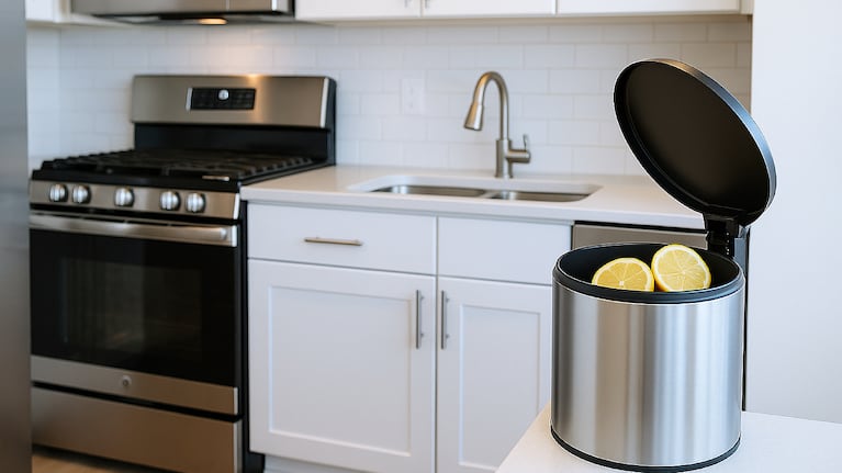 El limón ayuda a evitar que el tacho de basura de malos olores y a mantener limpia la cocina. Foto: IA