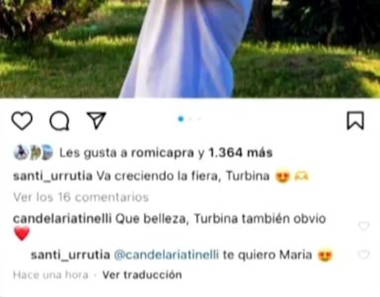 El llamativo comentario de Cande Tinelli a Santiago Urrutia que confirmaría su romance: "Sos una belleza"