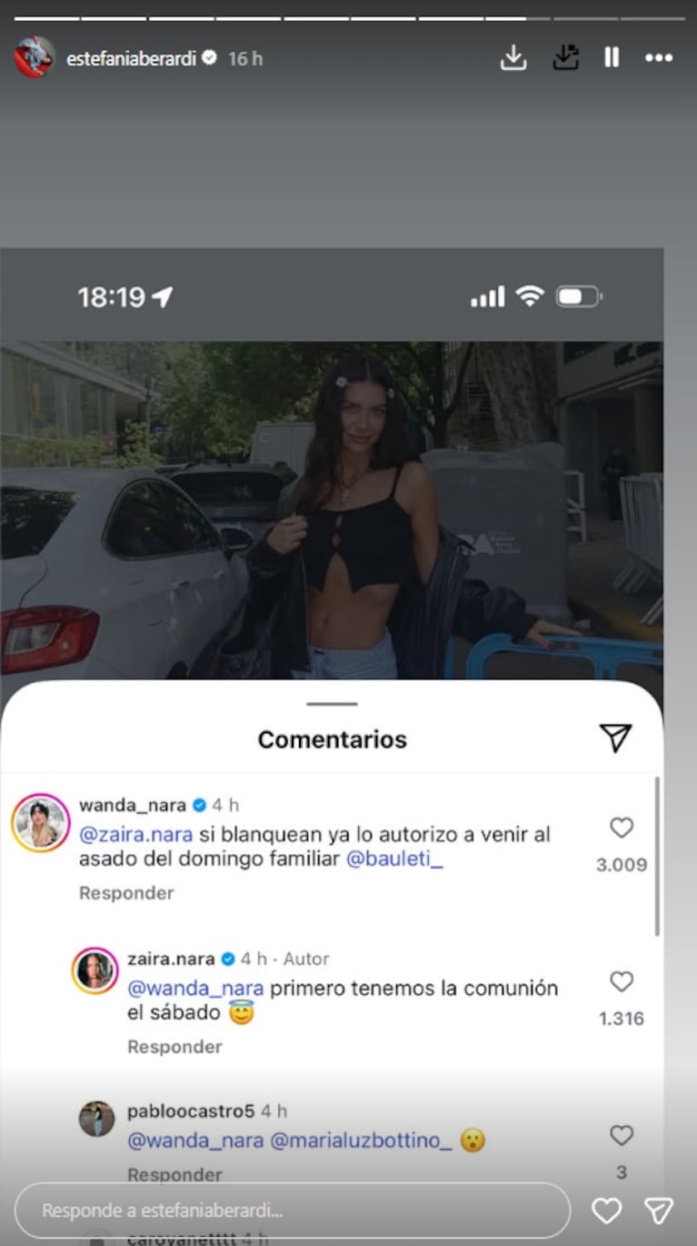 El llamativo coqueteo virtual de Zaira Nara con Santiago Bauleti | Créditos: Instagram @estefaniaberardi