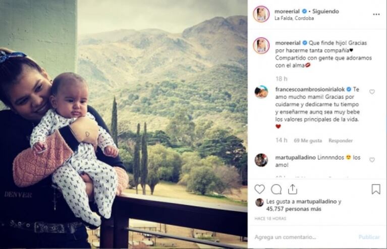 El llamativo intercambio de mensajes en Instagram de Morena Rial con… ¡su bebé de cuatro meses!