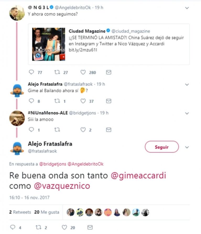 El llamativo "me gusta" de Gimena Accardi en medio del distanciamiento de la China Suárez