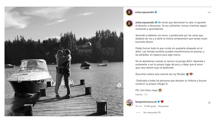 El llamativo posteo de Anita Espasandín luego del fuerte mensaje de Mauro Icardi a Benjamín Vicuña. Captura: Instagram anita.espasandin