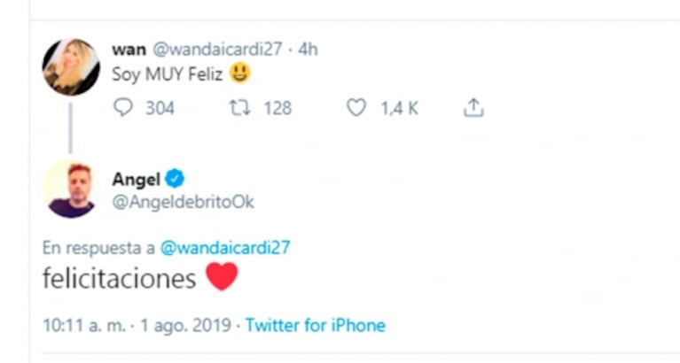 El llamativo tweet de Wanda Nara en medio de los rumores de embarazo… ¡y la sorpresiva respuesta de De Brito!