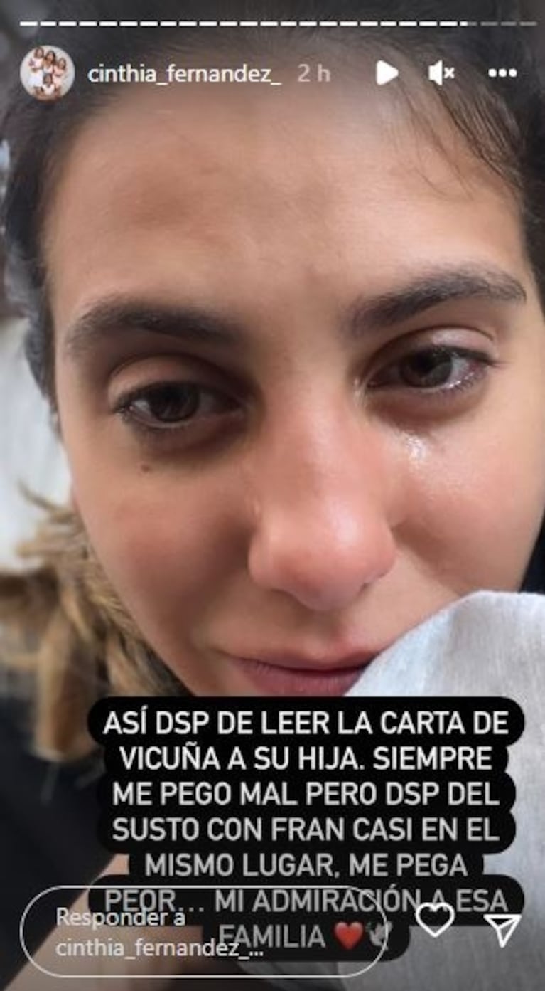 El llanto de Cinthia Fernández tras leer la conmovedora carta que Benjamín Vicuña le escribió a su hija Blanca, a diez años de su muerte