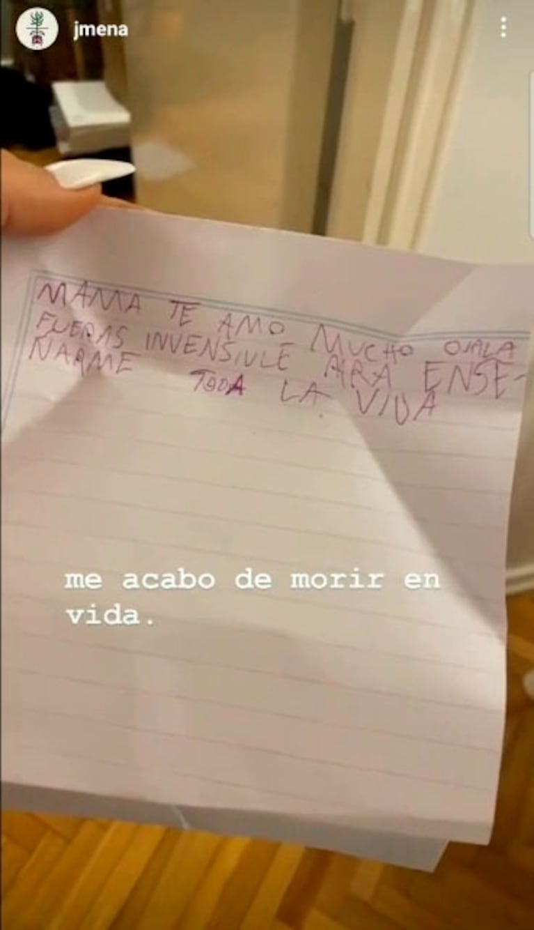 El llanto de emoción de Jimena Barón tras la valiosa carta que le escribió Momo: "Me acabo de morir en vida"
