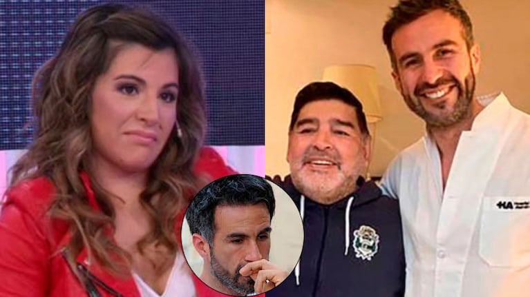 El llanto de Gianinna Maradona antes de la declaración de Leopoldo Luque en la Justicia (Fotos: capturas América TV).